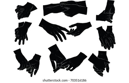 hand holding hand together vector