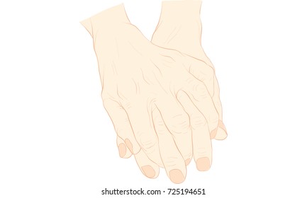 hand holding hand together vector