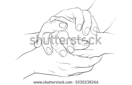 hand holding hand together vector