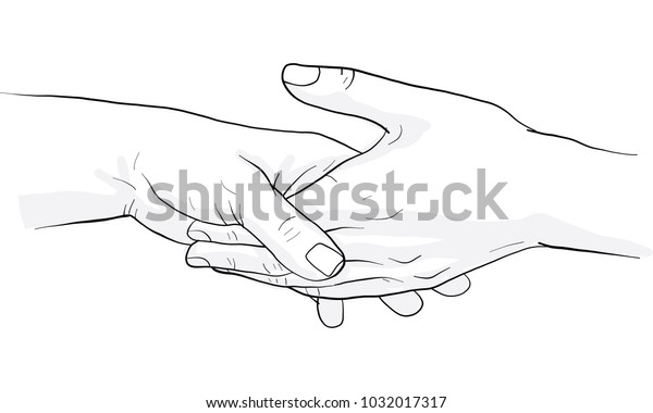 Hand Holding Hand Together Vector Stock Vector (Royalty Free) 1032017317