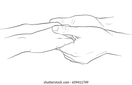 hand holding hand together,vector