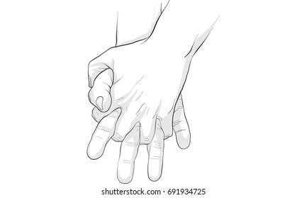 hand holding hand together,vector