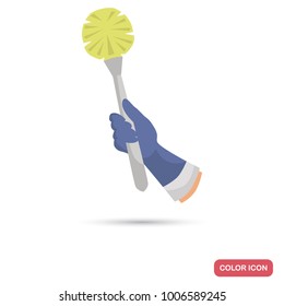 Hand holding toilet brush color flat icon