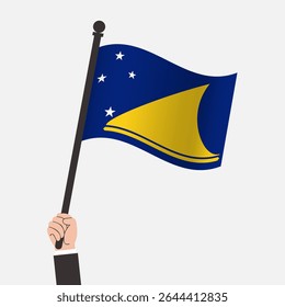 Mão segurando toquelau acenando bandeira