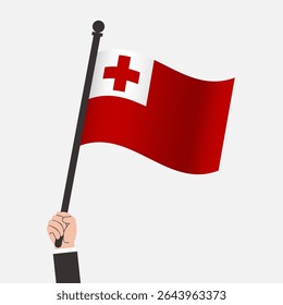 Hand Holding Tonga Waving Flag