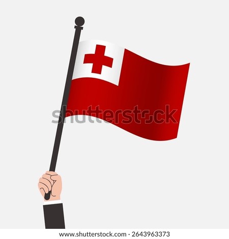 Hand Holding Tonga Waving Flag