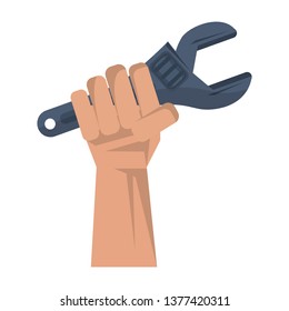 Hand holding tool monkey wrench