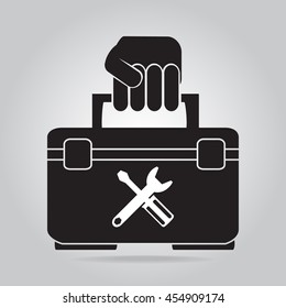 Hand holding with toolbox icon