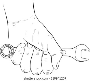 hand holding, tool,hand holding wrench
