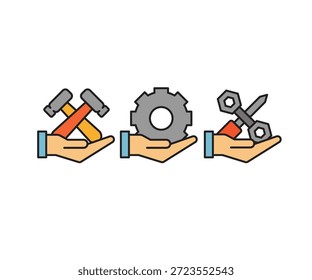 Conjunto de iconos de herramientas de mano Ilustración vectorial