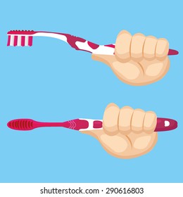 Hand Holding A Toothbrush