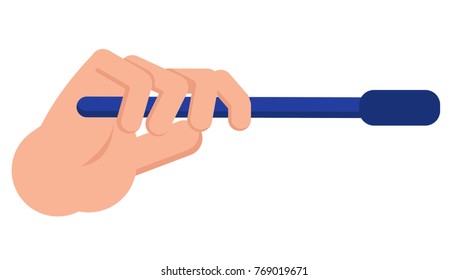 Hand holding toothbrush isolated vector illustration