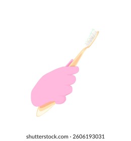 a hand holding a toothbrush without background