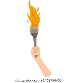 Hand holding torch. Championship icon,Symbol of victory. Champion's torch