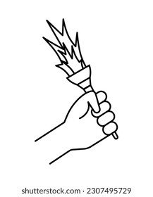 hand holding torch icon, vector best line icon.