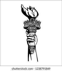 hand holding torch illustration