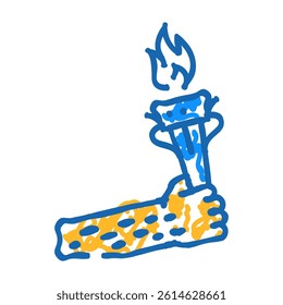 hand holding torch progress doodle icon sketch vector. hand holding torch progress sign. isolated symbol illustration
