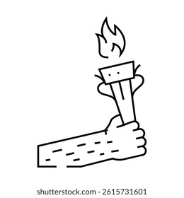 hand holding torch progress line icon vector. hand holding torch progress sign. isolated contour symbol black illustration
