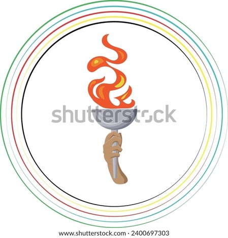 Hand holding torch. Symbol of Olympic Flame and sports. Flat illustration vector design. Olympic games.