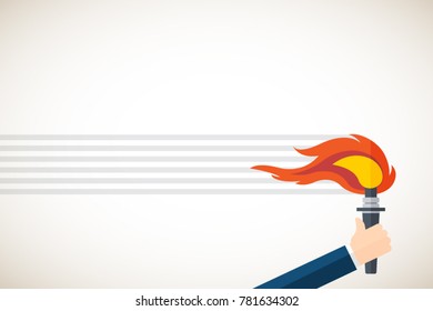 Hand holding torch - vector illustration