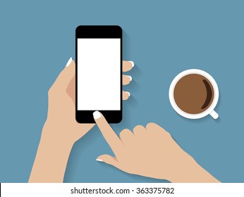 hand holding and touch phone vector design