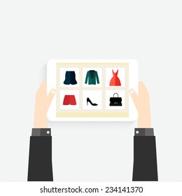 Hand holding a touchpad pc (tablet) with graphic 