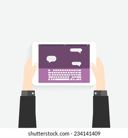 Hand holding a touchpad pc (tablet) with graphic