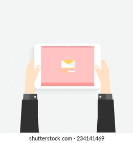 Hand holding a touchpad pc (tablet) with graphic