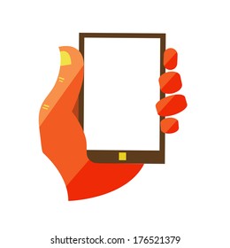 Hand Holding Touchscreen Mobile Phone