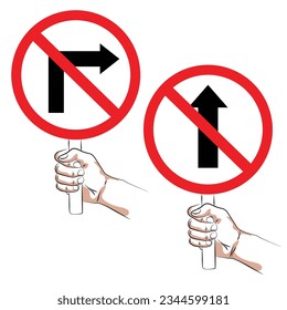 hand holding traffic sign - sketch vector
