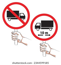 hand holding traffic sign - sketch vector