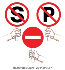 hand holding traffic sign - sketch vector