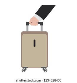 Hand holding a travel suitcase. Vector illustration design