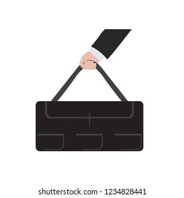 Hand holding a travel suitcase. Vector illustration design