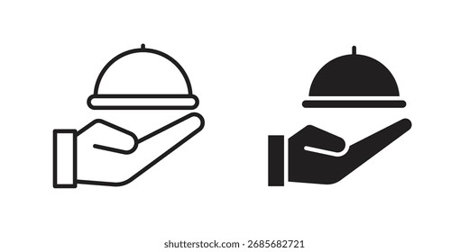 Hand holding tray icon flat black and white logo