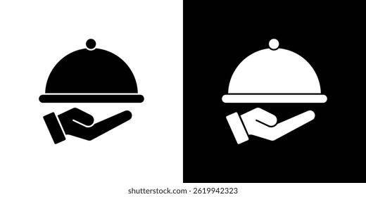 Mano que sostiene el Vector del icono de la bandeja, ilustración sólida del logotipo, pictograma