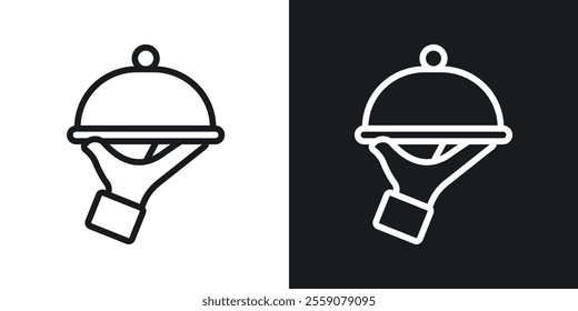 Hand holding tray icons. vector set in black colors