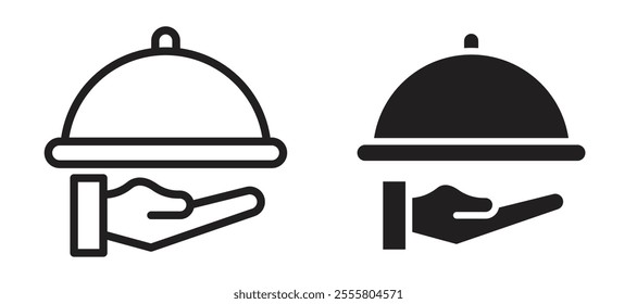Hand holding tray liner icon vector set.