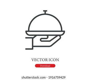 Hand holding tray vector icon. Editable stroke. Symbol in Line Art Style for Design, Presentation, Website or Apps Elements, Logo. Pixel vector graphics - Vector