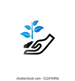 Hand holding tree icon in duo tone color. Ecosystem environment conservation