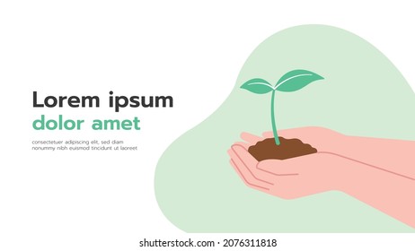 Manteniendo un árbol, por favor ayude a plantar árboles, diseño de ilustraciones