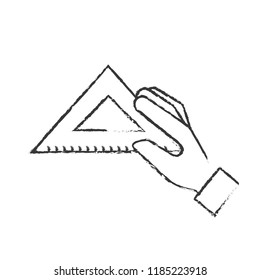 hand holding triangle ruler supply