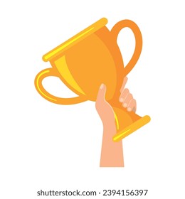hand holding trophy illustration isolated