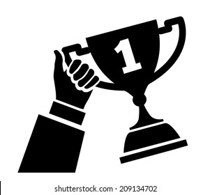 WINNER WITH TROPHY Royalty Free Stock SVG Vector and Clip Art