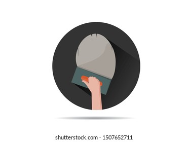 hand holding a trowel plastering vector icon