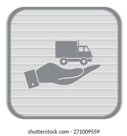 hand holding a Truck. Logistic icon. Transportation symbol. symbol icon laden truck. carriage of the goods or things