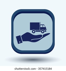 hand holding a Truck. Logistic icon. Transportation symbol. symbol icon laden truck. carriage of the goods or things