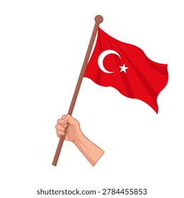 Hand holding Turkey flag