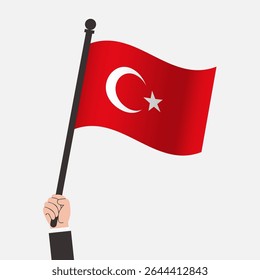 Hand Holding Turkey Waving Flag
