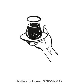 Hand holding Turkish tea